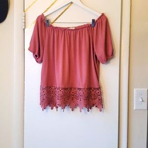 Embroidered Off the Sholder Mauve Top size x-large